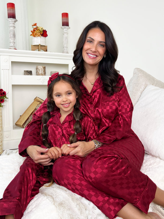 Mommy and Me Checkered Silky Pajamas Mia Belle Girls