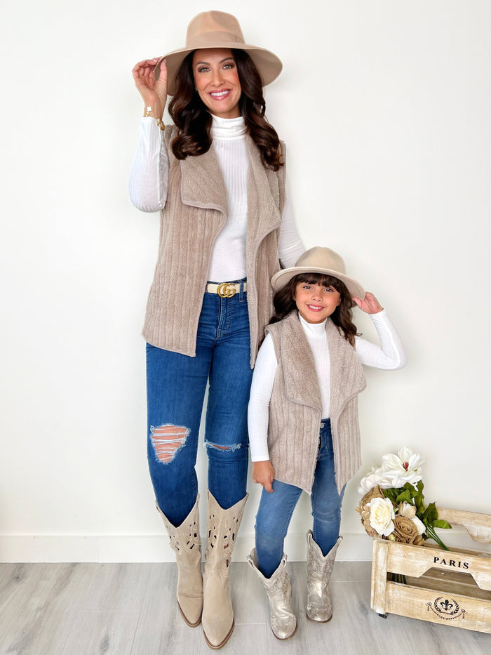 Mommy and Me Cozy Matching Furry Vest Mia Belle Girls