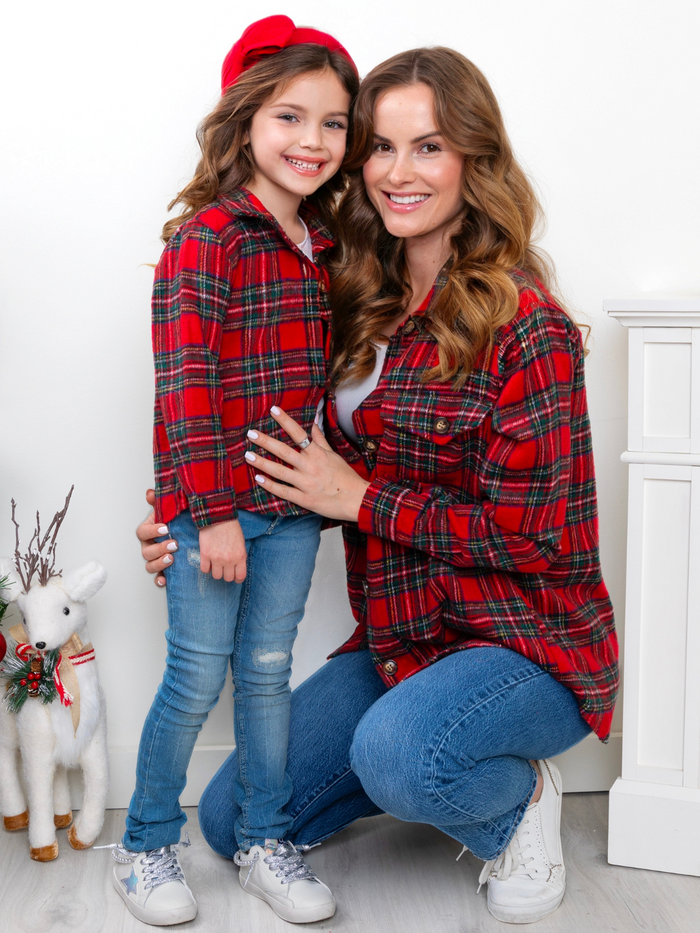 Mommy and Me Holiday Plaid Shacket Mia Belle Girls