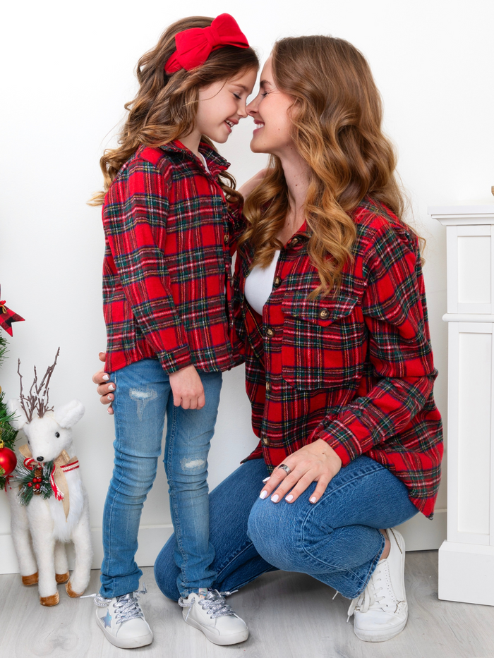 Mommy and Me Holiday Plaid Shacket Mia Belle Girls