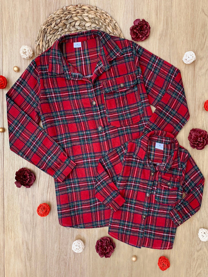 Mommy and Me Holiday Plaid Shacket Mia Belle Girls