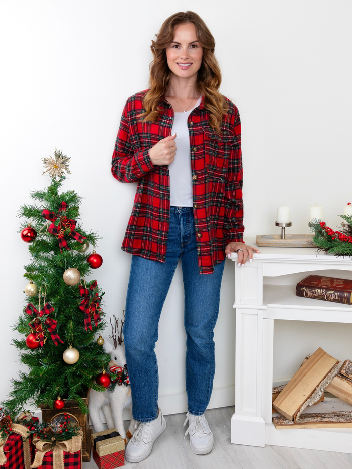 Mommy and Me Holiday Plaid Shacket Mia Belle Girls