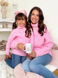 Mommy and Me Pink Oversized Cable Knit Sweater Mia Belle Girls