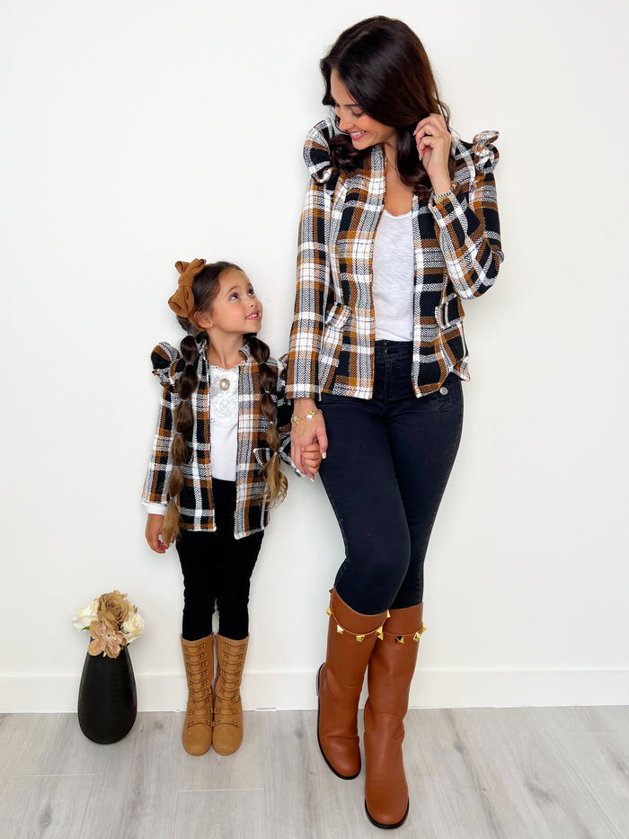 Mommy And Me Plaid Ruffle Bomber Jacket Mia Belle Girls