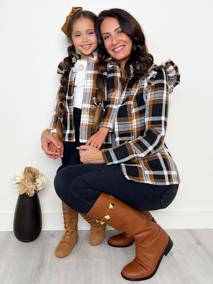 Mommy And Me Plaid Ruffle Bomber Jacket Mia Belle Girls
