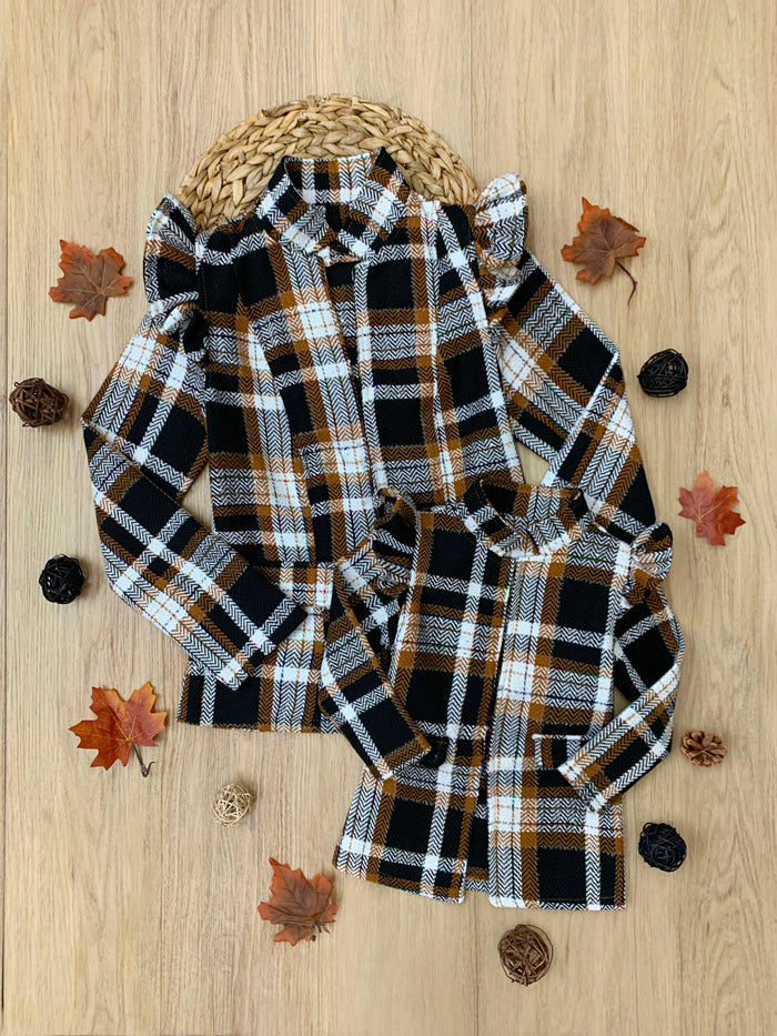 Mommy And Me Plaid Ruffle Bomber Jacket Mia Belle Girls