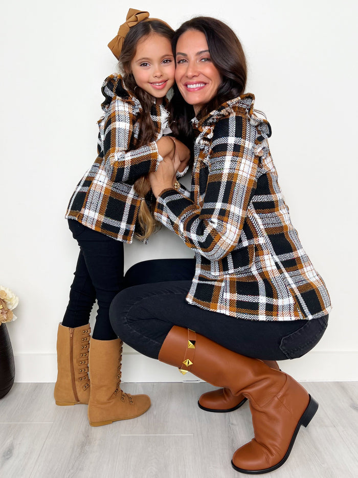 Mommy And Me Plaid Ruffle Bomber Jacket Mia Belle Girls