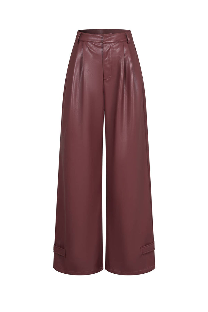 Monique Pu Pleated Pants: Burgundy