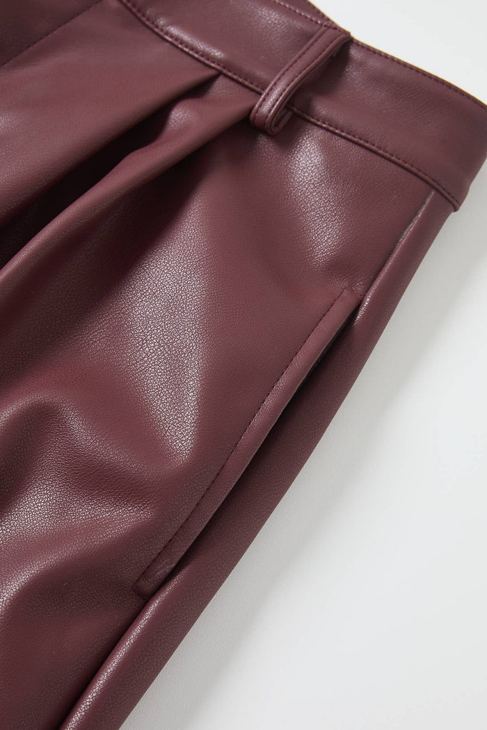 Monique Pu Pleated Pants: Burgundy