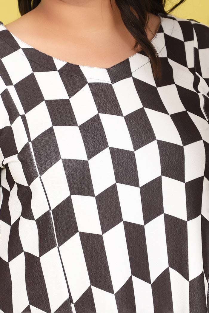 Monochrome Chevron Printed Dress