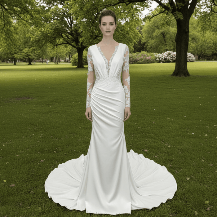 Most Beautiful Mermaid Wedding Dresses with Sheer Long Sleeve - Rosymae