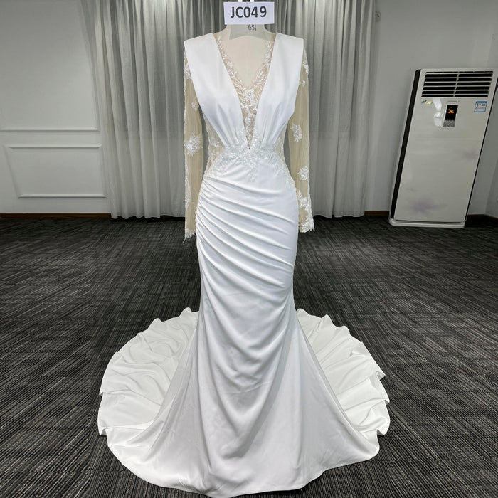 Most Beautiful Mermaid Wedding Dresses with Sheer Long Sleeve - Rosymae