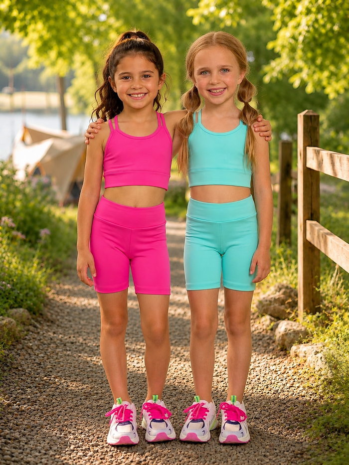 Move Free Strappy Active Biker Short Set