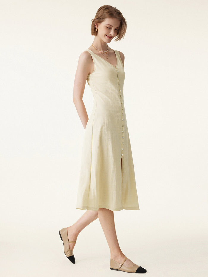 OGLmove Multi-wear V-neck Button Front Midi Vest Dress