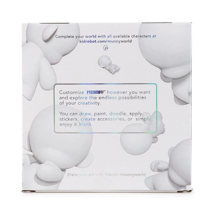 4-inch Kidrobot MUNNYWORLD blank art toy figure, vinyl art figure for customization and display.