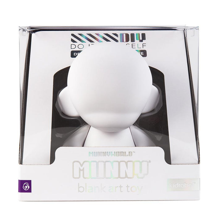 7-inch Kidrobot MUNNYWORLD blank art toy vinyl figure for custom art and display, featuring a classic design and blank surface.