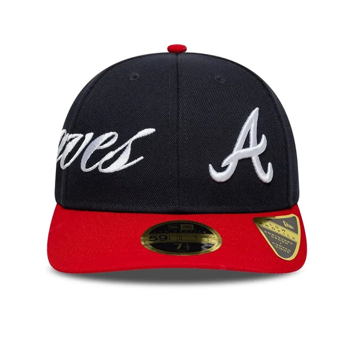NEW ERA Atlanta Braves MLB Side Script Navy Low Profile 59FIFTY Fitted Cap