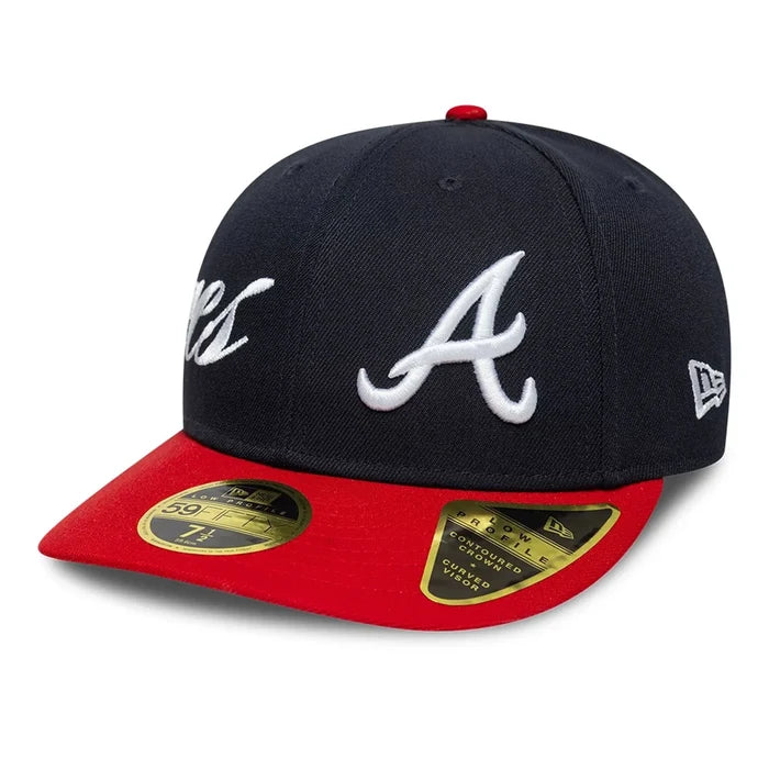 NEW ERA Atlanta Braves MLB Side Script Navy Low Profile 59FIFTY Fitted Cap