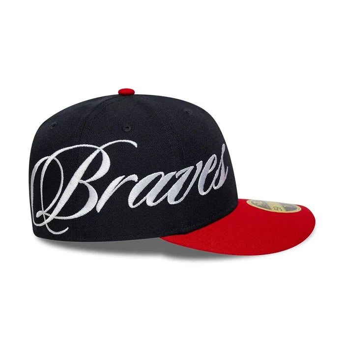 NEW ERA Atlanta Braves MLB Side Script Navy Low Profile 59FIFTY Fitted Cap