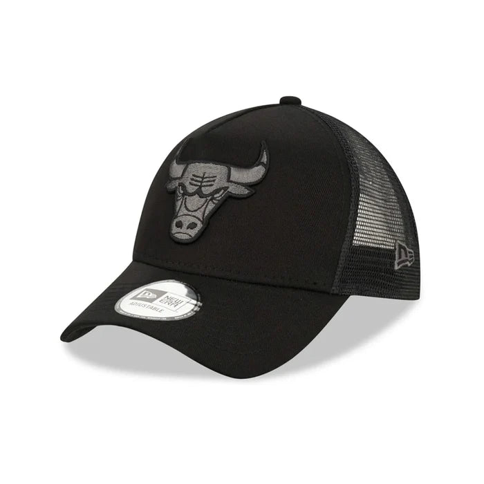 NEW ERA Chicago Bulls Tonal Black A-Frame Trucker Cap