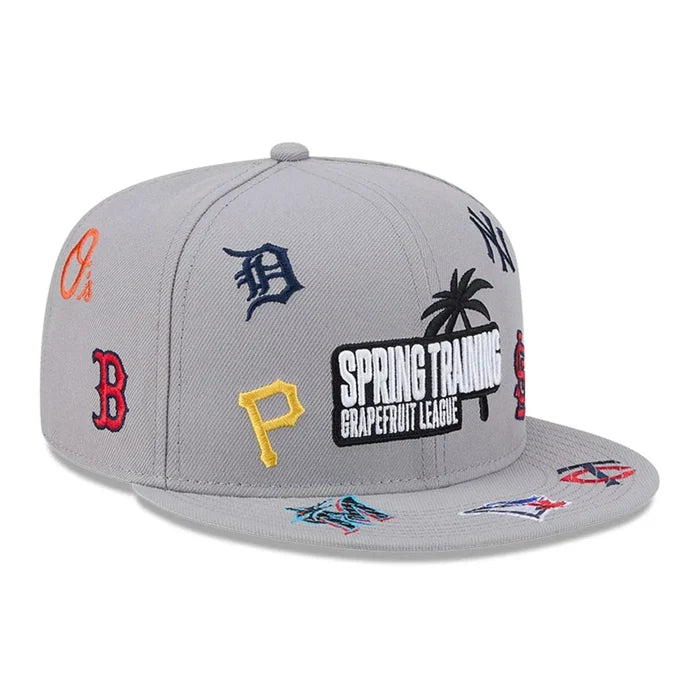 NEW ERA Grapefruit League Logo MLB Scattered Grey 9FIFTY Snapback Adjustable Cap
