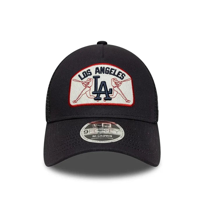 NEW ERA LA Dodgers MLB Patch Navy 9FORTY M-Crown A-Frame Trucker Adjustable Cap