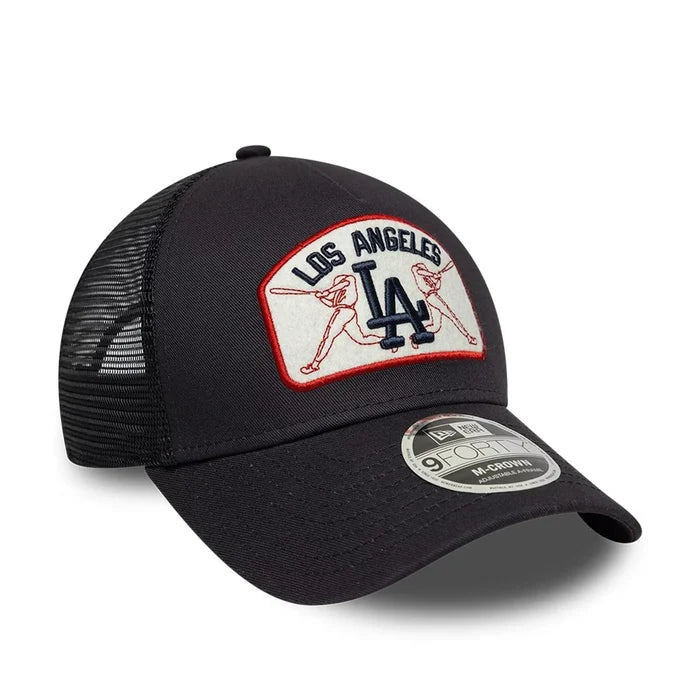 NEW ERA LA Dodgers MLB Patch Navy 9FORTY M-Crown A-Frame Trucker Adjustable Cap