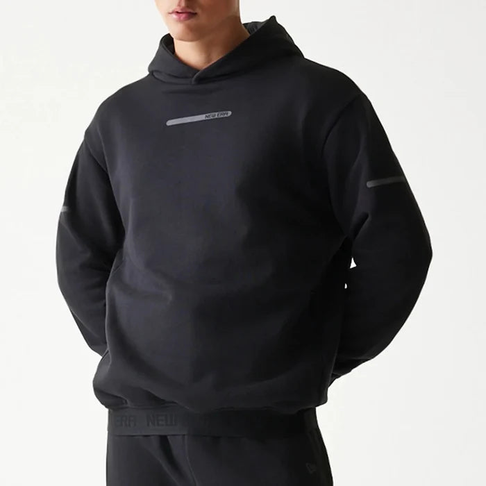 New Era Tech Black Oversized Pullover Hoodie