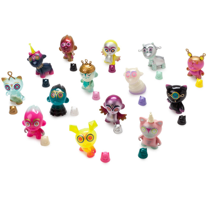 Nightriders 3-inch blind box art figures by Nathan Jurevicius, featuring stylized vinyl character designs on a plain background.