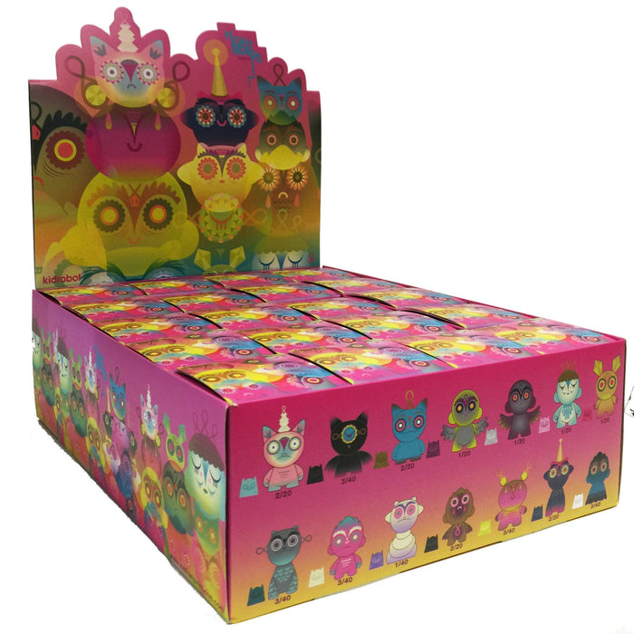 Nightriders 3-inch blind box art figures by Nathan Jurevicius, vinyl collectible toys with detailed designs and vibrant colors.