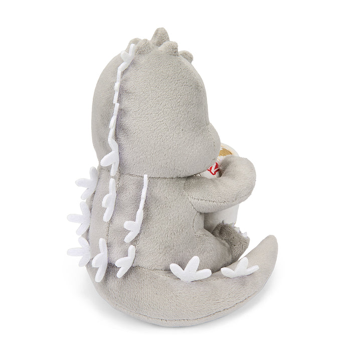 Godzilla Phunny plush holding a Cup Noodles, 7.5-inch soft toy featuring Godzilla and Nissin Cup Noodles branding.