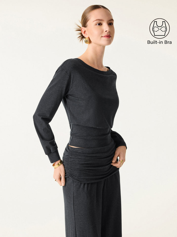 OGLmove Non-Itchy Wool Blend Boatneck Bra Top