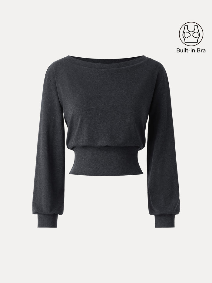 OGLmove Non-Itchy Wool Blend Boatneck Bra Top