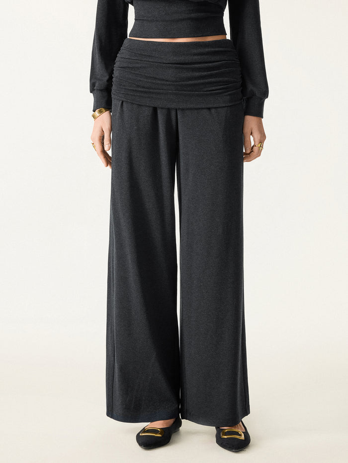 OGLmove Non-Itchy Wool Blend Drapey Wide Leg Pull-on Pants with Pockets