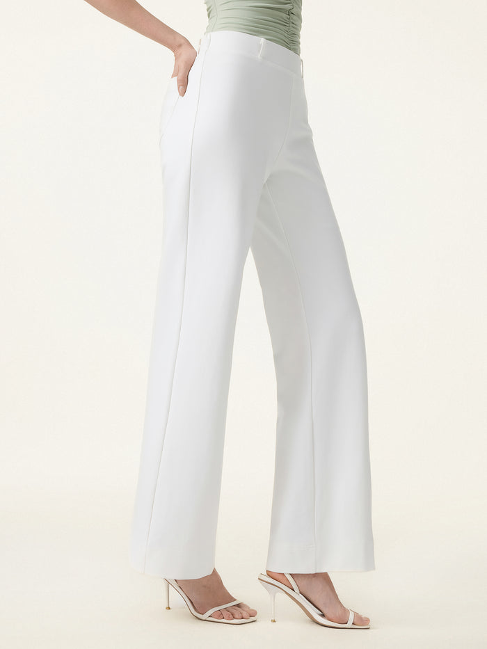 OGLmove Not-See-Thru Drapey Mid Rise Wide Leg Pull-on Pant with Pockets Regular White