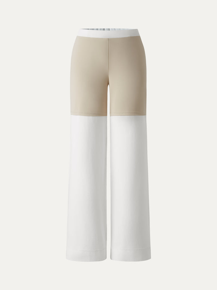 OGLmove 2Pcs Set Cowl Asymmetrical Tucked Top & Wide Leg Pant with Pockets