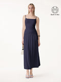 OGLmove Not-See-Thru Spaghetti Maxi Bra Dress Midnight Navy XS