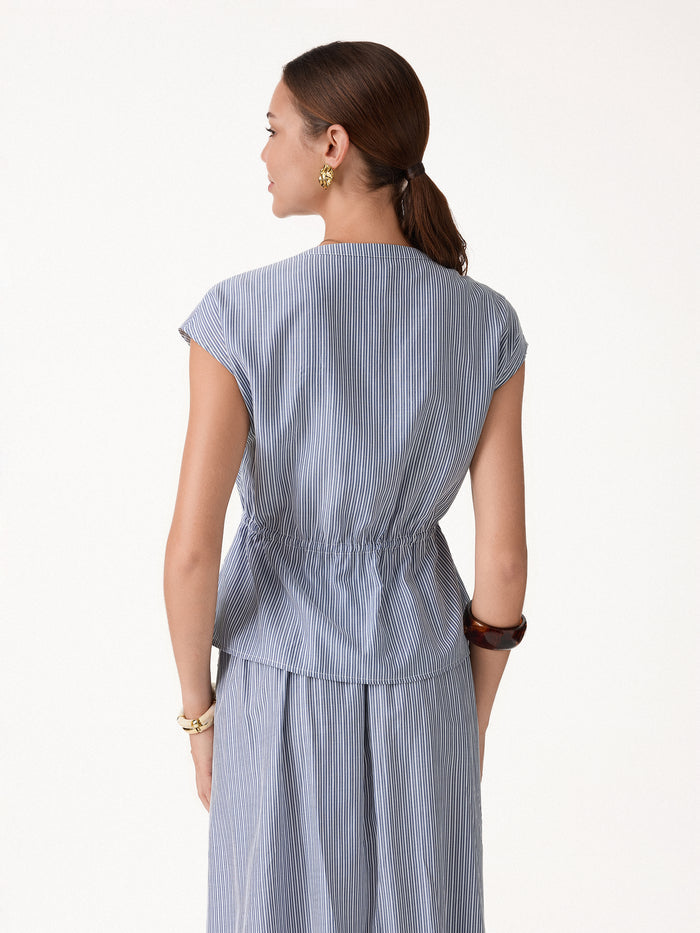 OGLmove V-Neck Drawstring Waist Poplin Shirt