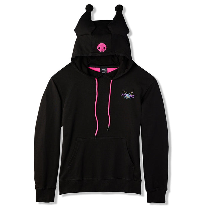 Sanrio Hello Kitty and Kuromi arcade hoodie by Kidrobot, limited edition apparel featuring colorful character designs.