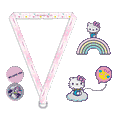 Sanrio Hello Kitty and Friends Kawaii Tokyo 1.5-inch premium pins and lanyard set, limited edition NYCC 2023 collectible.