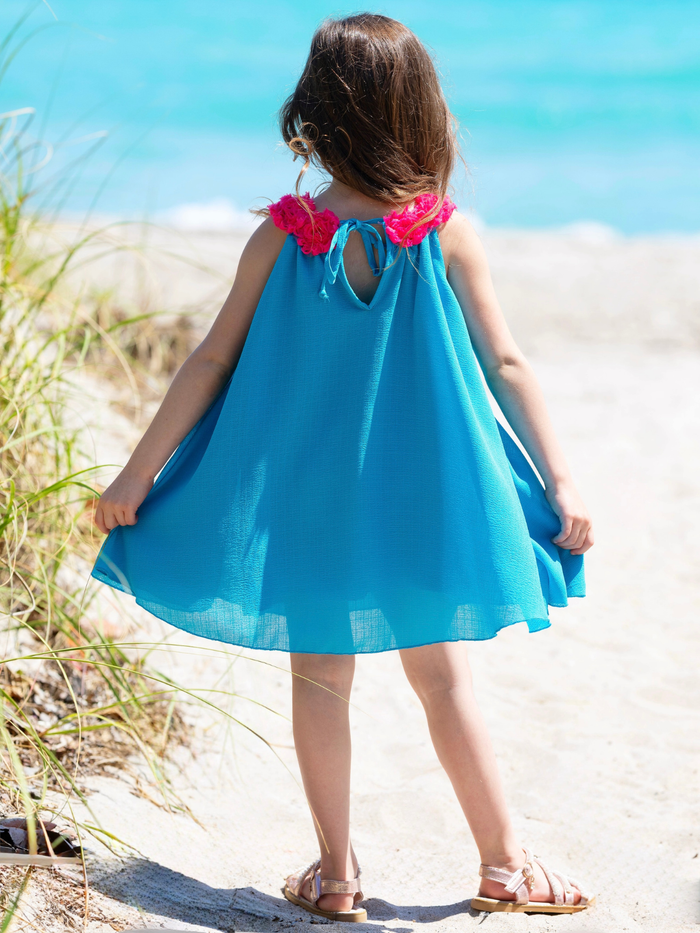 Ocean Bloom Teal Halter Dress Mia Belle Girls