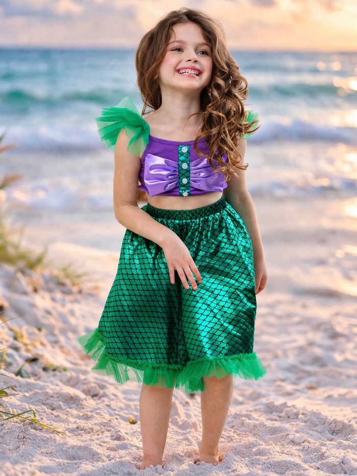 Girls costume style outfit with ocean colors and sparkle details