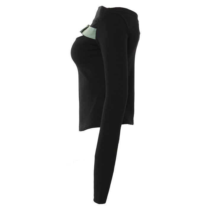 off-shoulder long sleeve top with buckle strap – SABER