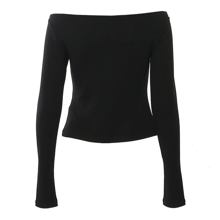off-shoulder long sleeve top with buckle strap – SABER