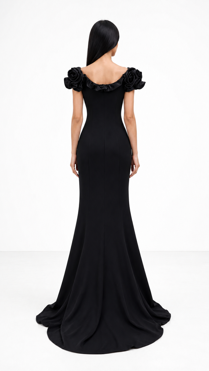 off-shoulder mermaid dress with sculpted floral neckline – Lerga