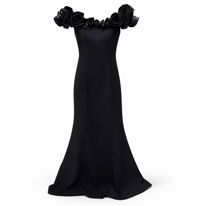 off-shoulder mermaid dress with sculpted floral neckline – Lerga