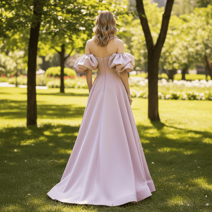 Off Shoulder Pink Prom Dresses Party Gown With Detachable Skirt - Rosymae
