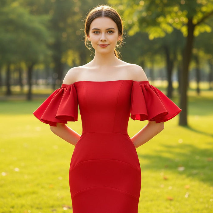 Off the Shoulder Mermaid Red Prom Dress Party Gown - Rosymae