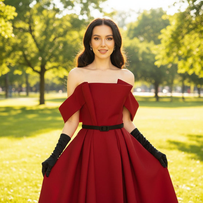 Off the Shoulder Satin Brown Wedding Dress Party Gowns - Rosymae