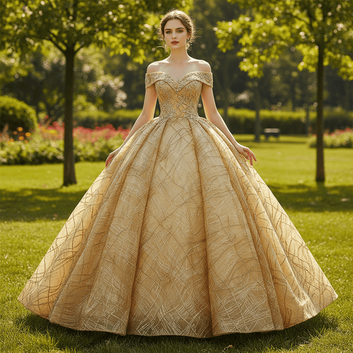 Off The Shoulder Sweetheart Ball Gown Sparky Quinceanera Prom Dresses - Rosymae